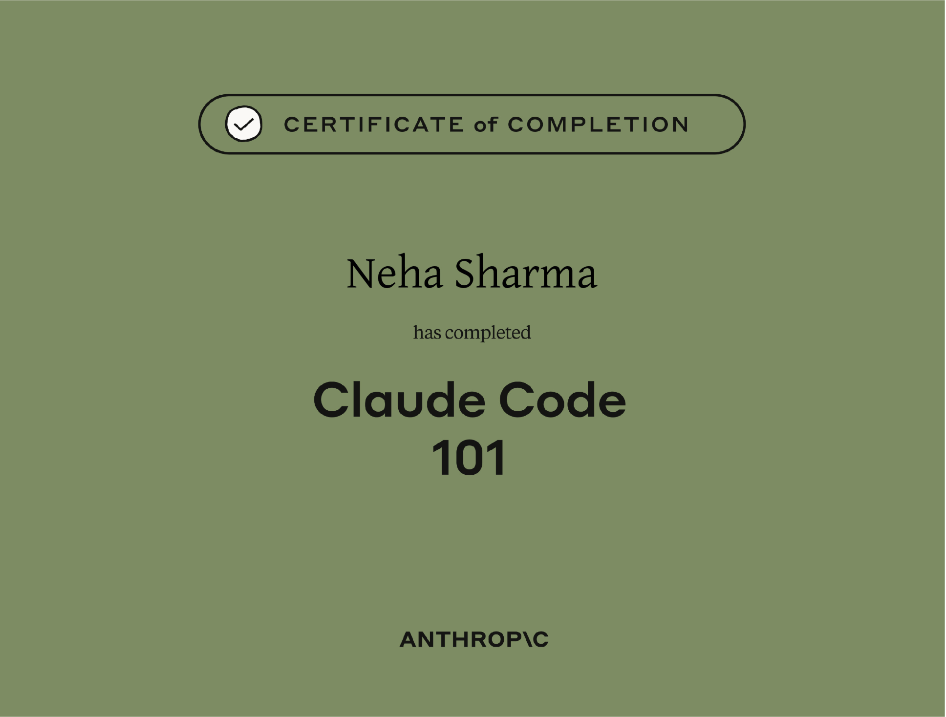 Certificate of Completion - Claude Code 101